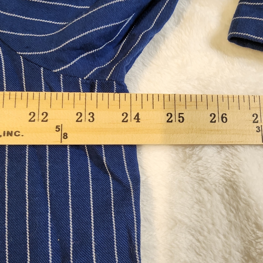 LOFT Navy Blue Striped Button Down Shirt - Picture 4 of 5